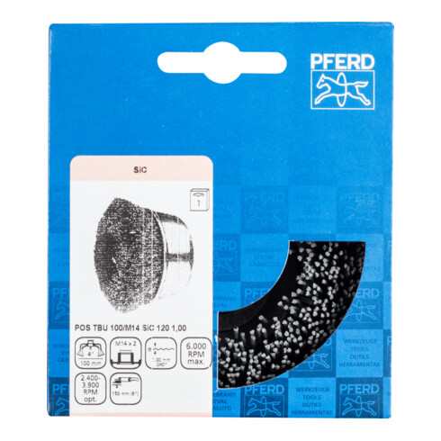 PFERD TOOLS Topfbürste ungezopft TBU Ø100mm M14 SiC-Filament-Ø0,90 Korn 120 Winkelschleifer
