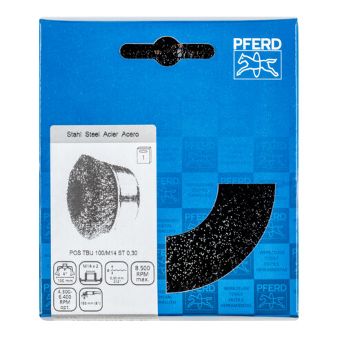 PFERD TOOLS Topfbürste ungezopft TBU Ø100mm M14 Stahl-Draht-Ø0,30 Winkelschleifer