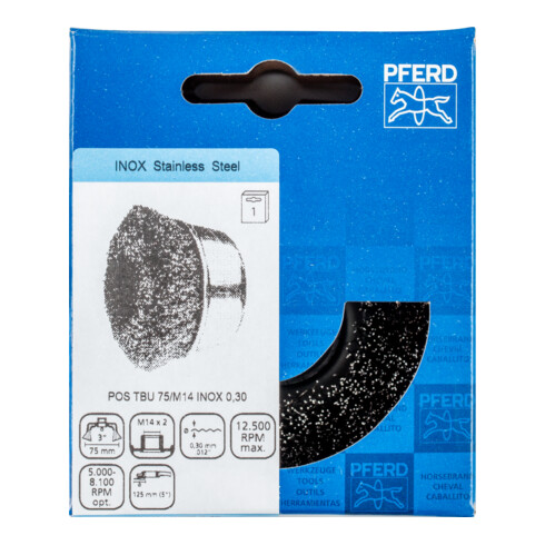 PFERD Topfbürste mit Gewinde, ungezopft POS TBU 75/M14 INOX 0,30 75 mm