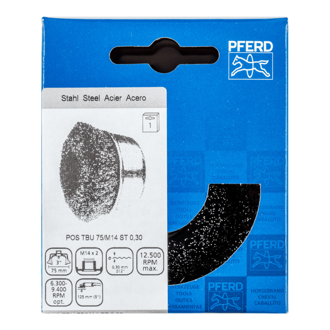 PFERD TOOLS Topfbürste mit Gewinde, ungezopft POS TBU 75/M14 INOX 0,30 75 mm