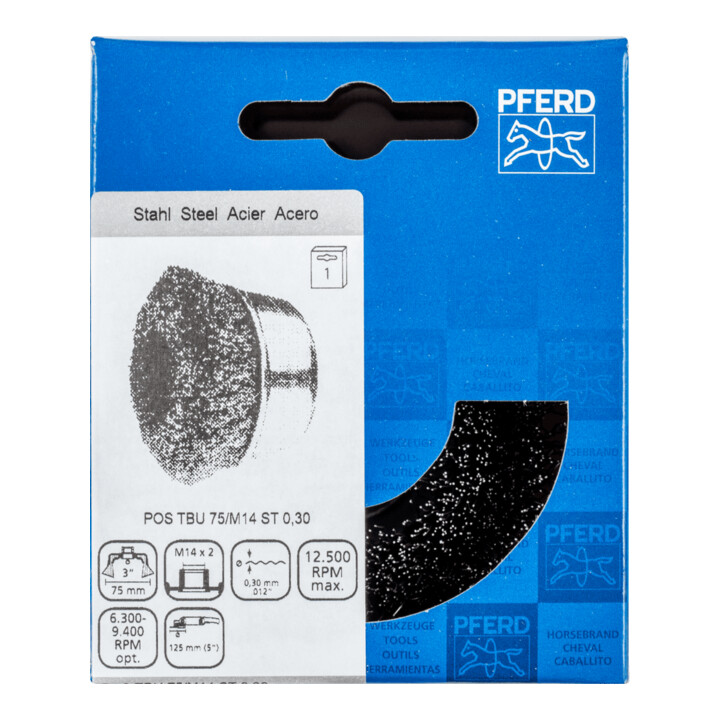 PFERD TOOLS Topfbürste ungezopft TBU Ø75 mm M14 Stahl-Draht-Ø0,30 Winkelschleifer (1)