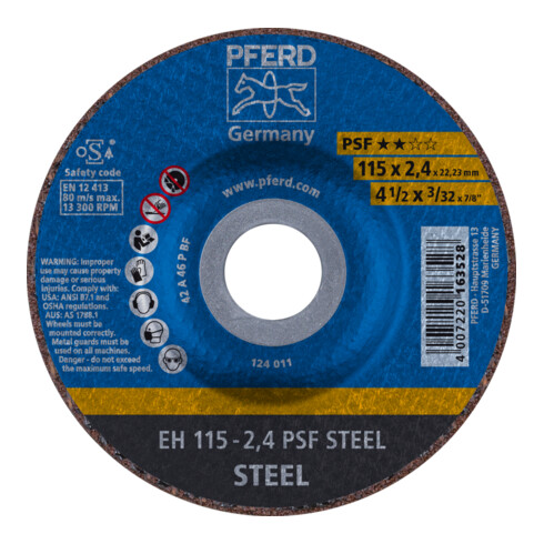 PFERD Trennscheibe EH 115-2,4 PSF STEEL 2.4 mm