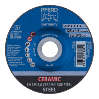 PFERD TOOLS Trennscheibe EH 125x1,6x22,23 mm gekröpft CERAMIC Speziallinie SGP STEEL für Stahl