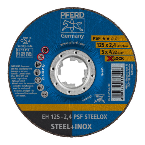 PFERD TOOLS Trennscheibe EH 125x2,4 mm X-LOCK gekröpft Universallinie PSF STEELOX für Stahl/Edelstahl