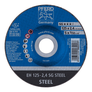PFERD TOOLS Trennscheibe EH 125x2,4x22,23 mm gekröpft Leistungslinie SG STEEL für Stahl