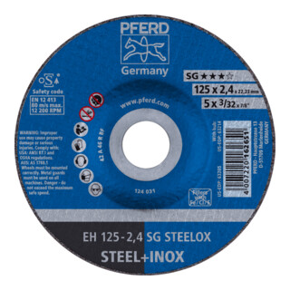 PFERD TOOLS Trennscheibe EH 125x2,4x22,23 mm gekröpft Leistungslinie SG STEELOX für Stahl/Edelstahl