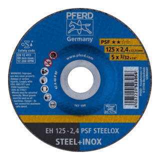 PFERD TOOLS Trennscheibe EH 125x2,4x22,23 mm gekröpft Universallinie PSF STEELOX für Stahl/Edelstahl (10)