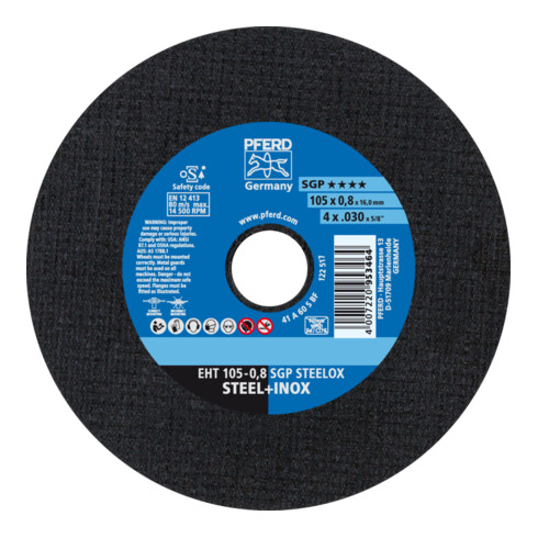 PFERD TOOLS Trennscheibe EHT 105x0,8x16 mm gerade Speziallinie SGP STEELOX für Stahl/Edelstahl