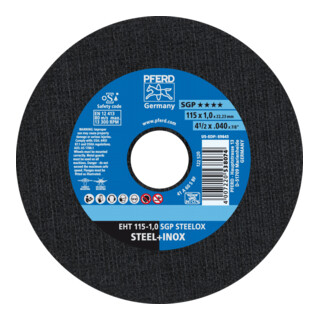PFERD TOOLS Trennscheibe EHT 115x1,0x22,23 mm gerade Speziallinie SGP STEELOX für Stahl/Edelstahl