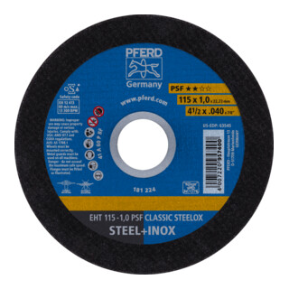 PFERD TOOLS Trennscheibe EHT 115x1,0x22,23 mm gerade Universallinie PSF CLASSIC STEELOX für Stahl/VA