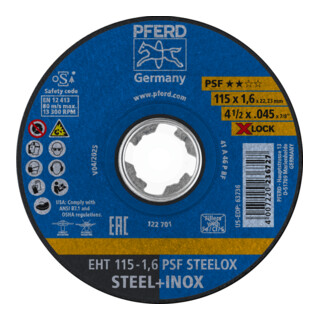 PFERD TOOLS Trennscheibe EHT 115-1,0 PSF STEELOX/X-LOCK