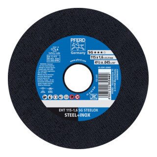 PFERD TOOLS Trennscheibe EHT 115x1,6x22,23 mm gerade Leistungslinie SG STEELOX für Stahl/Edelstahl