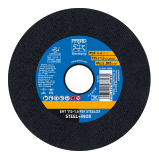 PFERD TOOLS Trennscheibe EHT 115x1,6x22,23 mm gerade Universallinie PSF STEELOX für Stahl/Edelstahl