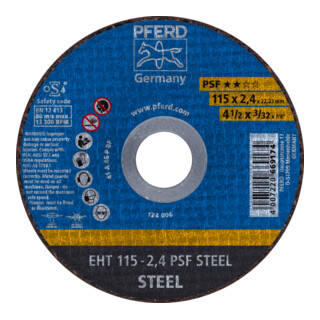 PFERD TOOLS Trennscheibe EHT 115x2,4x22,23 mm gerade Universallinie PSF STEEL für Stahl