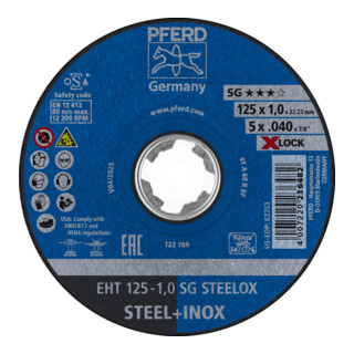 PFERD TOOLS Trennscheibe EHT 125x1,0mm X-LOCK gerade Leistungslinie SG STEELOX für Stahl/Edelstahl