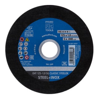 PFERD TOOLS Trennscheibe EHT 125x1,0x22,23 mm gerade Leistungslinie SG CLASSIC STEELOX für Stahl/VA