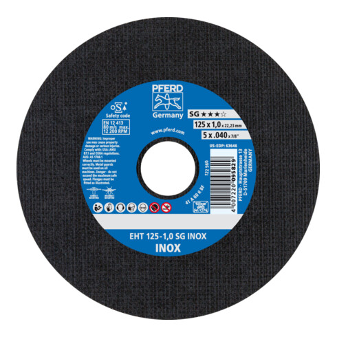 PFERD TOOLS Trennscheibe EHT 125x1,0x22,23 mm gerade Leistungslinie SG INOX für Edelstahl