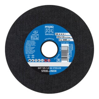 PFERD TOOLS Trennscheibe EHT 125x1,0x22,23 mm gerade Leistungslinie SG STEELOX für Stahl/Edelstahl (5)