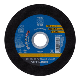 PFERD TOOLS Trennscheibe EHT 125x1,0x22,23 mm gerade Universallinie PSF CLASSIC STEELOX für Stahl/VA
