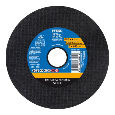 PFERD Trennscheibe EHT 115-1,0 PSF STEEL Stahl 22.23 mm gerade