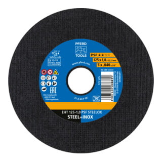 PFERD TOOLS Trennscheibe EHT 125x1,0x22,23 mm gerade Universallinie PSF STEELOX für Stahl/Edelstahl