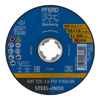 PFERD TOOLS Trennscheibe EHT 125x1,6 mm X-LOCK gerade Universallinie PSF STEELOX für Stahl/Edelstahl