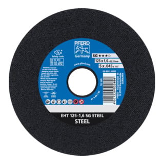 PFERD TOOLS Trennscheibe EHT 125x1,6x22,23 mm gerade Leistungslinie SG STEEL für Stahl