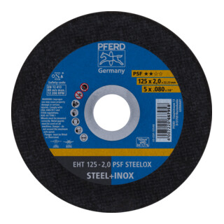 PFERD TOOLS Trennscheibe EHT 125x2,0x22,23 mm gerade Universallinie PSF STEELOX für Stahl/Edelstahl
