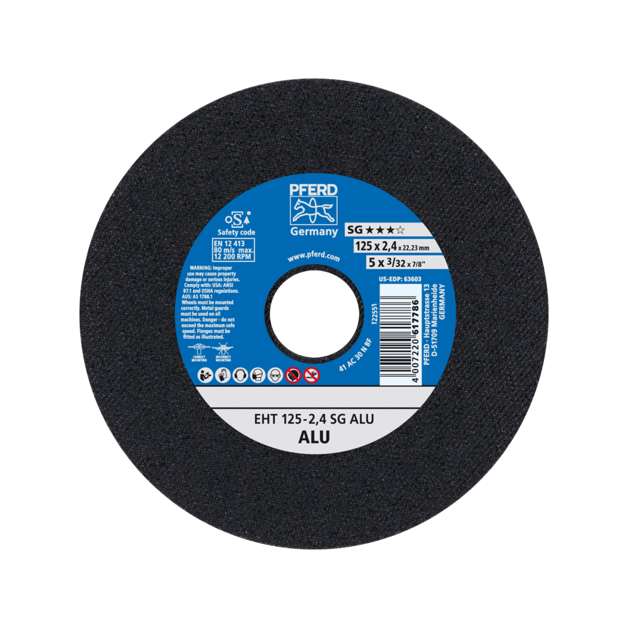 PFERD TOOLS Trennscheibe EHT 125x2,4x22,23 mm gerade Leistungslinie SG ALU für Alu