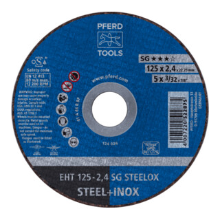 PFERD TOOLS Trennscheibe EHT 125x2,4x22,23 mm gerade Leistungslinie SG STEELOX für Stahl/Edelstahl