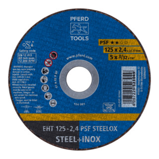 PFERD TOOLS Trennscheibe EHT 125x2,4x22,23 mm gerade Universallinie PSF STEELOX für Stahl/Edelstahl