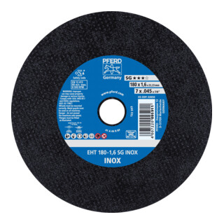 PFERD TOOLS Trennscheibe EHT 180x1,6x22,23 mm gerade Leistungslinie SG INOX für Edelstahl