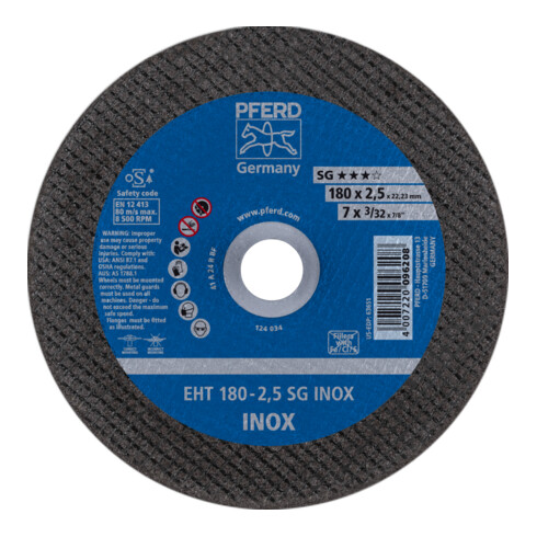 PFERD TOOLS Trennscheibe EHT 180x2,5x22,23 mm gerade Leistungslinie SG INOX für Edelstahl