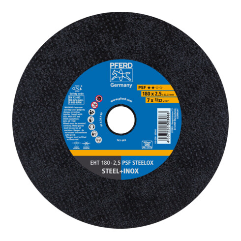 PFERD TOOLS Trennscheibe EHT 180x2,5x22,23 mm gerade Universallinie PSF STEELOX für Stahl/Edelstahl