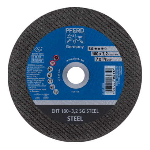 PFERD TOOLS Trennscheibe EHT 180x3,2x22,23 mm gerade Leistungslinie SG STEEL für Stahl