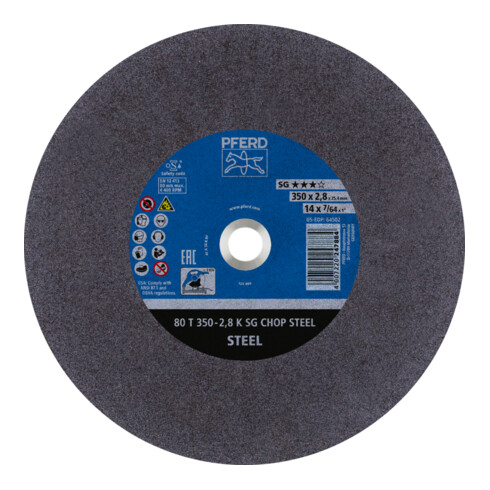 PFERD TOOLS Trennscheibe Metallkreissäge T 350x2,8x25,4 mm Leistungs-Li. SG CHOP STEEL für Stahl