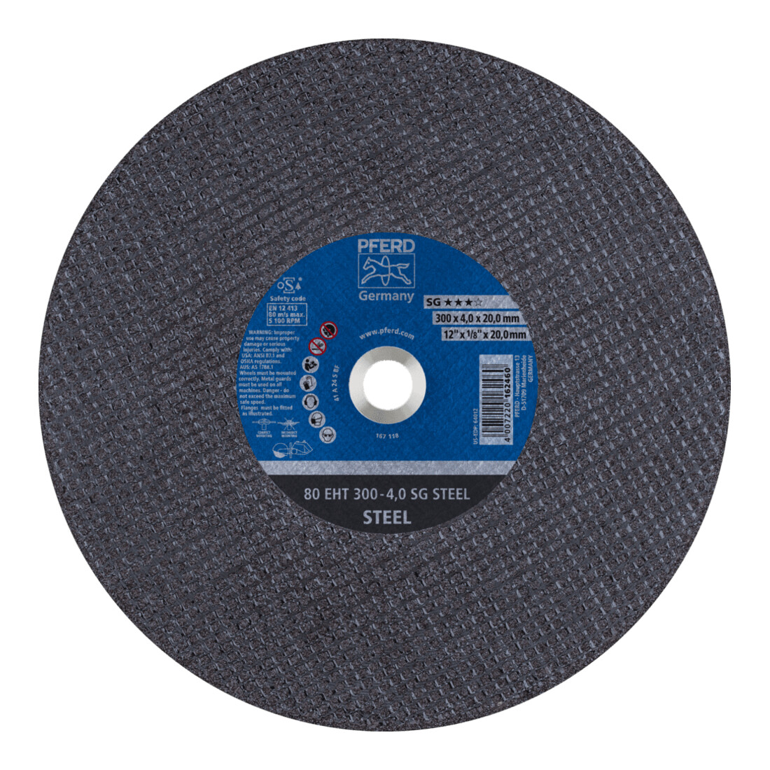 PFERD TOOLS Trennscheibe Trennschleifer EHT 300x4,0x20mm SG STEEL für Stahl (80 m/s)