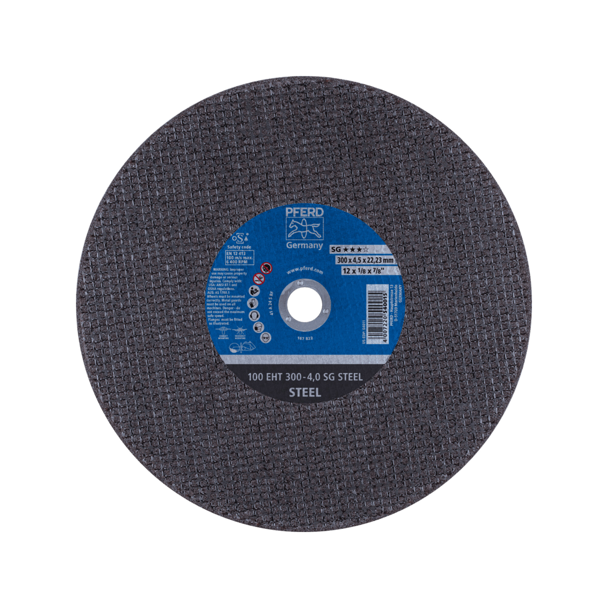 PFERD TOOLS Trennscheibe Trennschleifer EHT 300x4,0x22,23 mm SG STEEL für Stahl (100 m/s)