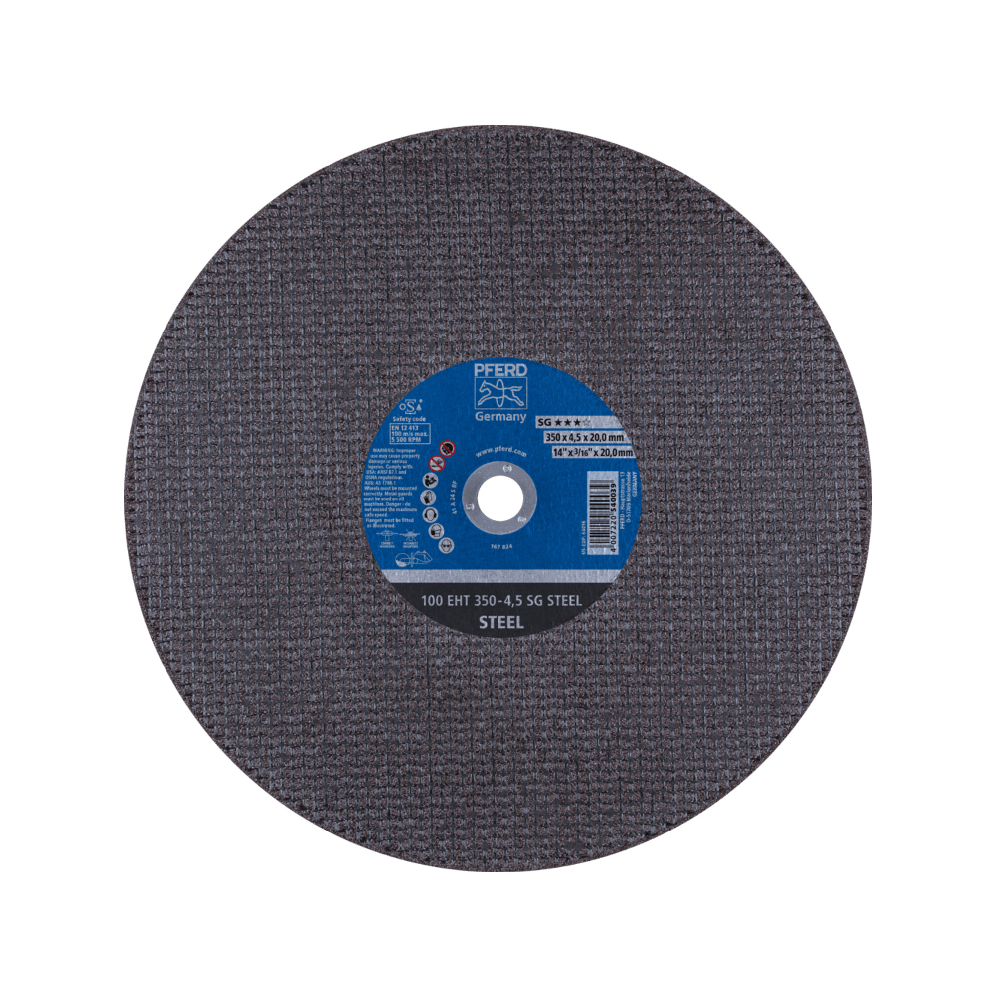PFERD TOOLS Trennscheibe Trennschleifer EHT 350x4,5x20mm SG STEEL für Stahl (100 m/s)