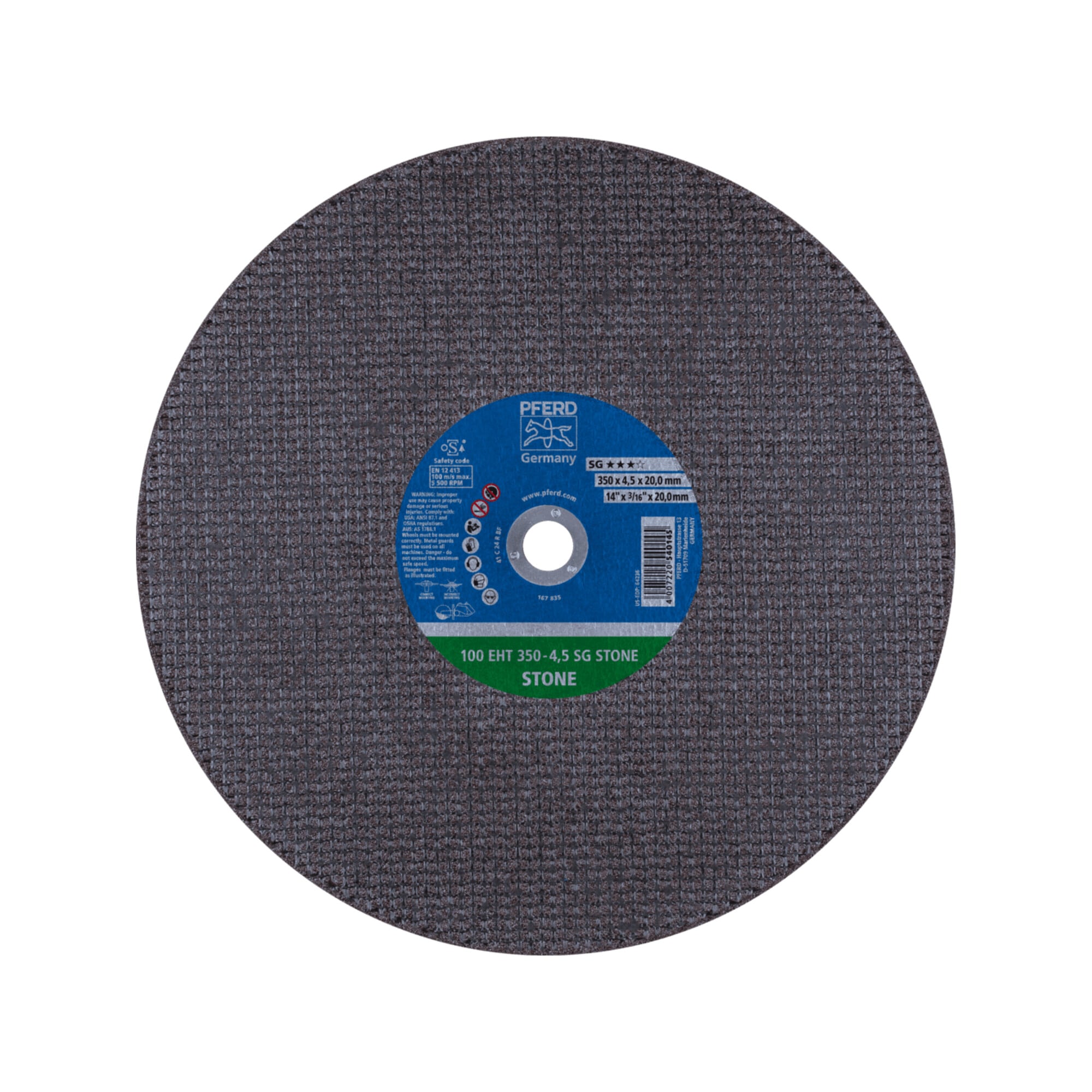 PFERD TOOLS Trennscheibe Trennschleifer EHT 350x4,5x20mm SG STONE für Stein (100 m/s)