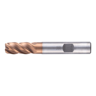 PFERD TOOLS VHM-Fräser Ø20mm, 4 Schneiden, 2xDC, Radius 2mm, AlTiN / TiSiXN beschichtet, Schaft HB, Performance Rostfrei