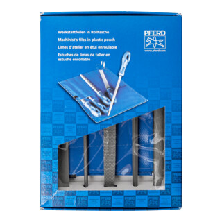 PFERD TOOLS Werkstattfeilen/-raspel-Set 5-tlg. in Rolltasche 200mm für grobe Zerspanung
