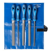 PFERD TOOLS Werkstattfeilen/-raspel-Set 5-tlg. in Rolltasche 200mm für grobe Zerspanung, Schruppen