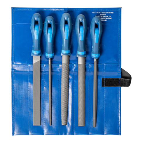 PFERD TOOLS Werkstattfeilen/-raspel-Set 5-tlg. in Rolltasche 200mm für grobe Zerspanung, Schruppen