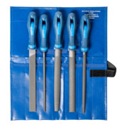 PFERD TOOLS Werkstattfeilen/-raspel-Set 5-tlg. in Rolltasche 200mm für grobe Zerspanung, Schruppen