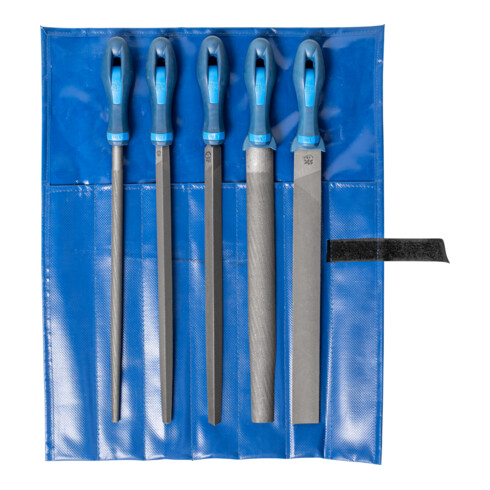 PFERD TOOLS Werkstattfeilen-Set 5-tlg. in Rolltasche 300mm Hieb 1 für grobe Zerspanung, Schruppen