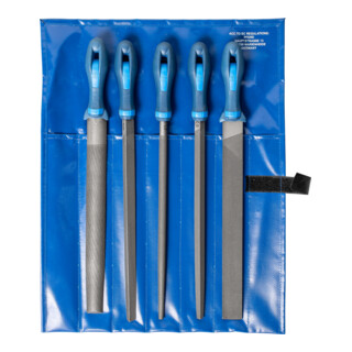 PFERD TOOLS Werkstattfeilen-Set 5-tlg. in Rolltasche 300mm Hieb 2 universell zum Schruppen und Schlichten