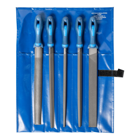 PFERD TOOLS Werkstattfeilen-Set 5-tlg. in Rolltasche 300mm Hieb 2 universell zum Schruppen und Schlichten
