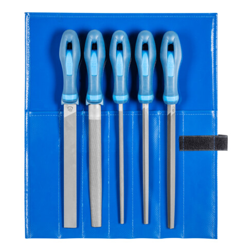 PFERD TOOLS Werkstattfeilen-Set WR 5-tlg. in Rolltasche 200mm Hieb 1 für grobe Zerspanung, Schruppen