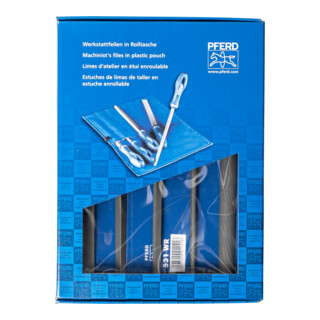 PFERD TOOLS Werkstattfeilen-Set WRU 5-tlg. in Rolltasche 200mm Hieb 1 für grobe Zerspanung, Schruppen